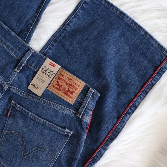NEW Levi's Mile High Wide Leg Red Stripe Jeans Size 30 - Picture 6 of 7